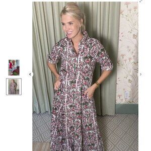 JULIA AMORY The Shirt Dress Mughal Jardin Rouge